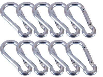 10 X Carabiner 6 X 60mm Steel Snap Spring Loaded Clip Hook Karabiner Carabina