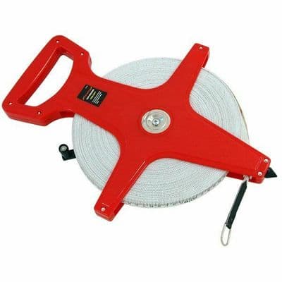 100M Tape Measure 330Ft Heavy Duty Long Open Reel Fibreglass Surveyors Measuring