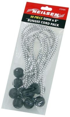 10Pc Bungee Ball Elastic Cord Tie Straps 5mm X 200mm