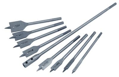 10Pc Flat Spade Wood Hole Saw Drill Bits With Long 300mm Extension Bit Set