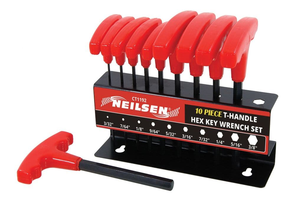 10Pc Imperial Hex Allen Key Wrench Set THandle Great For Lathes & Engineers