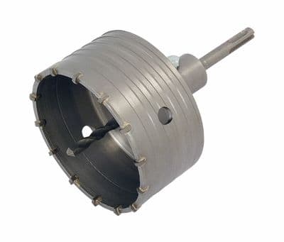 110mm Brick Tct Tungsten Core Drill Hole Cutter C/W Pilot Bit + Sds+ Shank Arbor