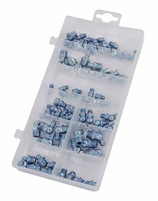 110Pc Grease Nipples Fittings M6 M8 M10 45 90 Assorted Nipple Set Carbon Steel