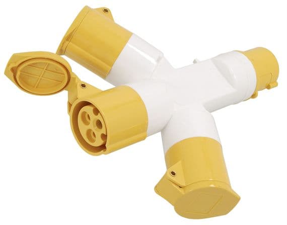 110V 3 Way Splitter Socket Adaptor Ip44 Extension Lead