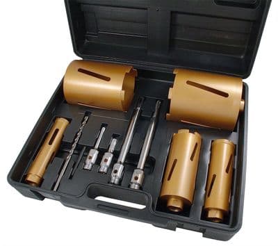 11Pc Diamond Core Drill Hole Cutter Set 38, 52, 65, 117, 127mm + Plastic Case