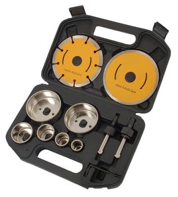 11Pc Diamond Holesaw Set - 22, 28, 35, 44, 67 & 73mm - 115mm Tile Cutting Blade