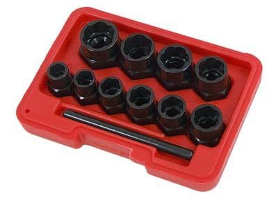 11Pc Locking Wheel Nut Remover 11Pc Nut Bolt Stud Extractor Twist Socket Set