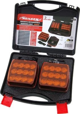 12 & 24V Wireless Led Amber Warning Lights For Tractor - Magnetic & Rechargeable