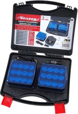 12 & 24V Wireless Led Blue Warning Lights - Magnetic & Rechargeable
