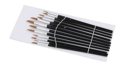 12 Artists Paint Brushes Pointed Fine Detail Bristle Art Model Pottery Craft Set