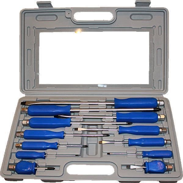 12 Pc Engineers Screwdriver Set Heavy Duty Mechanics With Hex Bolsters