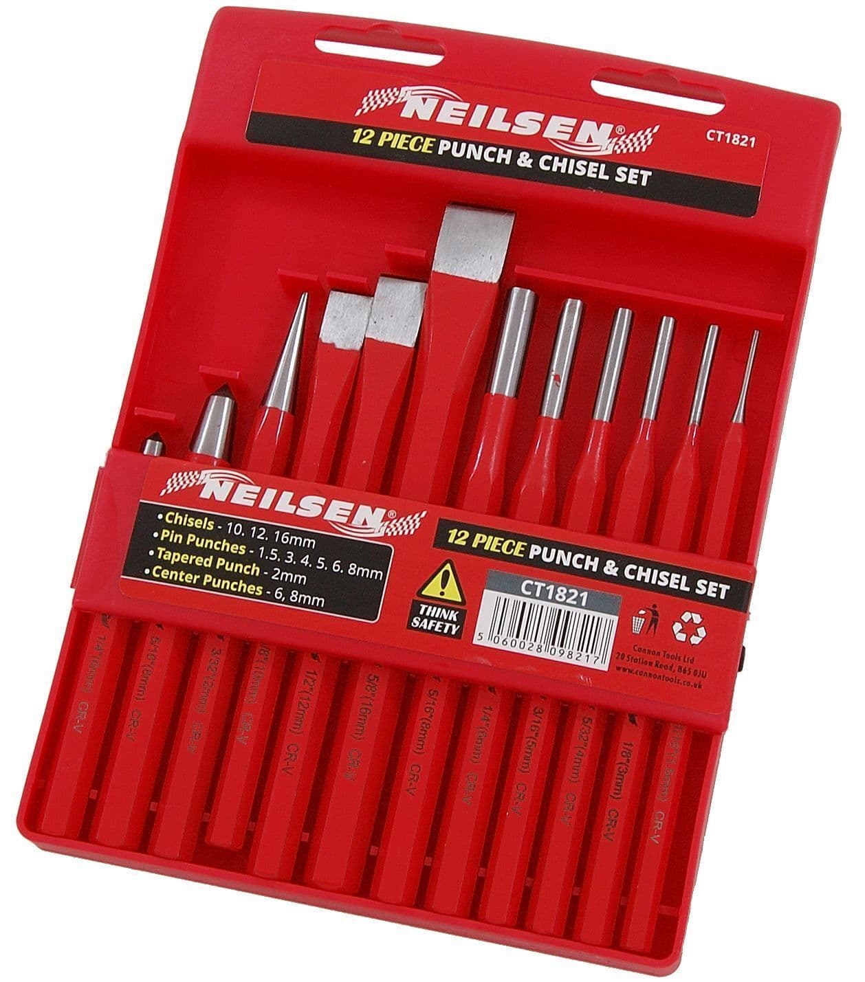 12 Piece Punch And Chisel Set Centre Pin Tapered Crv