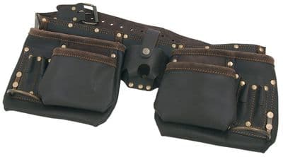 12 Pocket Top Grain Leather Oil Tanned Double Pocket Tool Belt