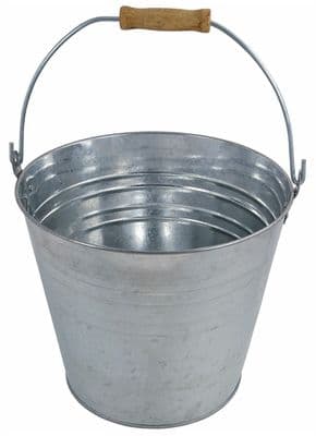 12L Galvanised Metal Bucket Strong Steel Wooden Handle Water Coal Fire Garden