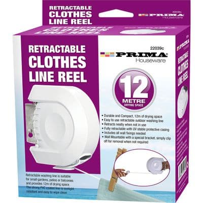 12M Outdoor Retractable Clothes Washing Line Reel Wall Mounted