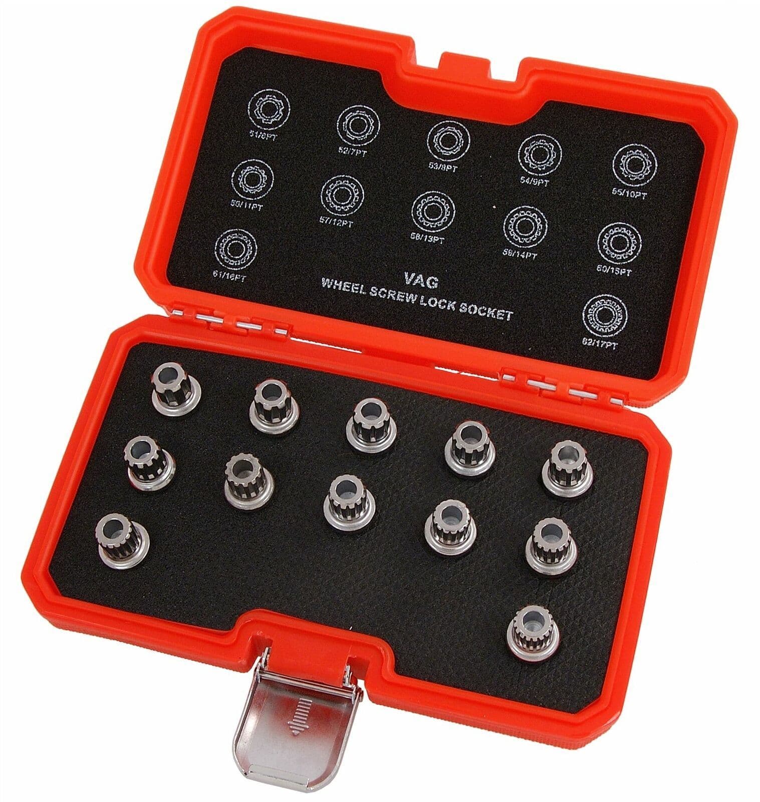 12Pc Vw Vag Locking Wheel Nuts Stud Socket Set Multi Ribe Spline Master Kit