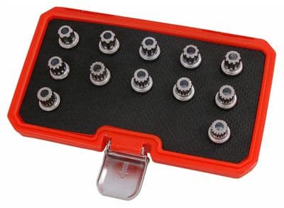 12Pc Vw Vag Locking Wheel Nuts Stud Socket Set Multi Ribe Spline Master Kit