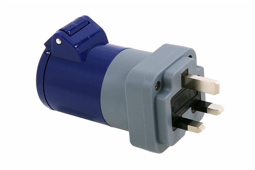 13 Amp Uk Mains Plug To 16A 3Pin Socket 230V Adapter For Caravan & Boat
