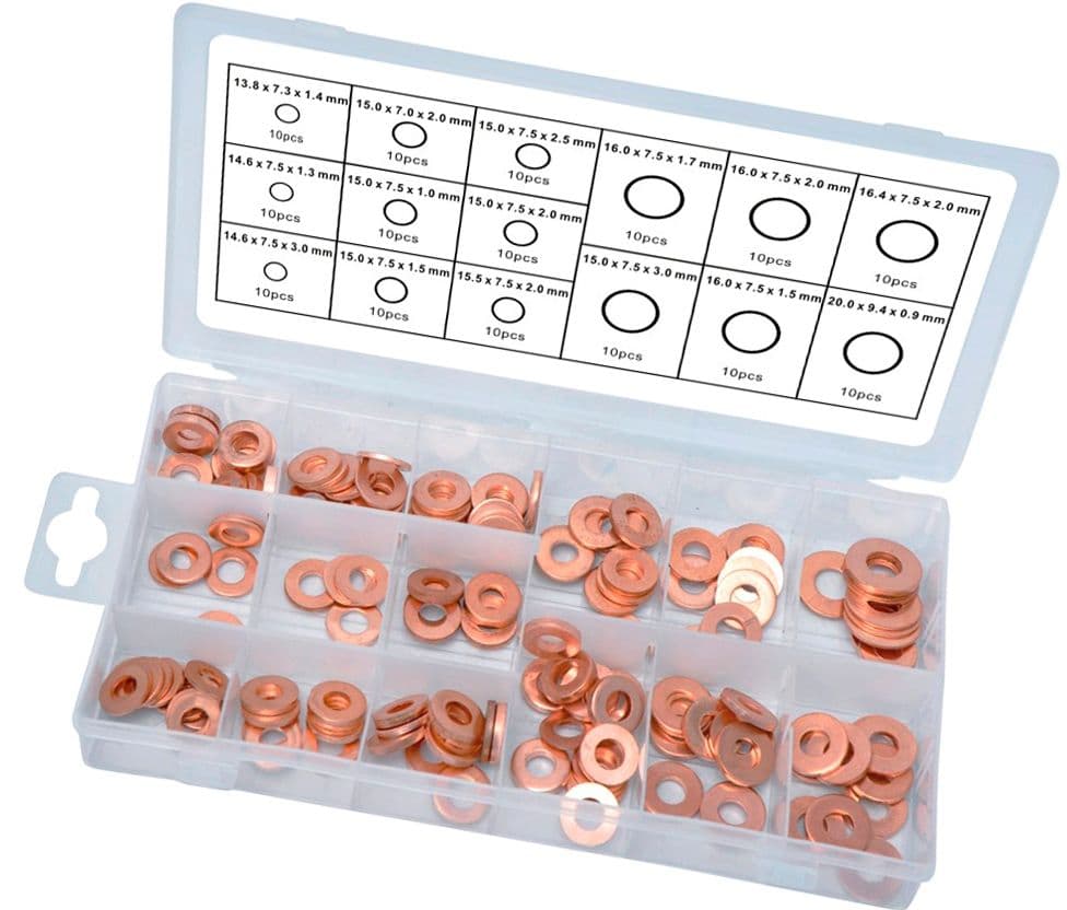 150Pcs Copper Diesel Injector Ports Washers Fuel Set Seal Rings ...