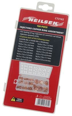 150Pcs Copper Diesel Injector Ports Washers Fuel Set Seal Rings Assortment Kit