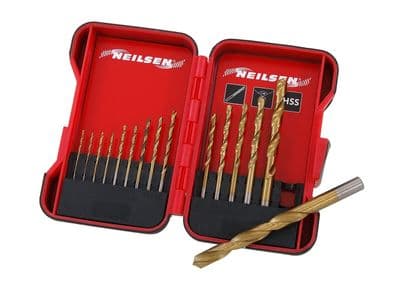 15Pc Hss Titanium Coated Drill Set 1.5mm - 10mm For Metal, Wood & Plastic