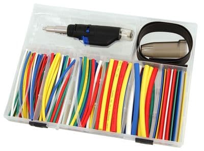 162Pc Portable Heat Shrink Tubing Kit Inc Gas Torch & Assorted Sleeves