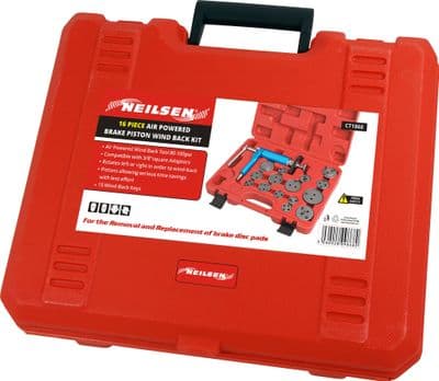 16Pc Air Brake Caliper Piston Rewind Wind Back Tool With Case