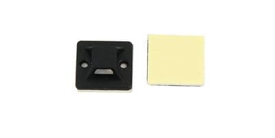 19mm Self Adhesive Stick On Cable Tie Wire Base Mounts Black Sticky - 50 Pieces