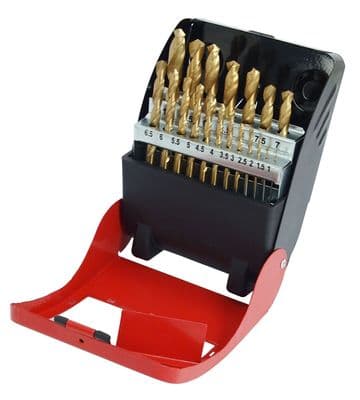 19Pc Hss Drill Bit Set Titanium Coated 1 - 10mm Drills Metal Wood Plastic + Case