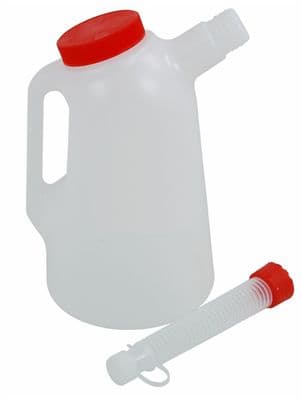 2 Litre Measuring Jug & Flexi Spout Lid Fluid Fuel Oil Petrol Diesel Coolant