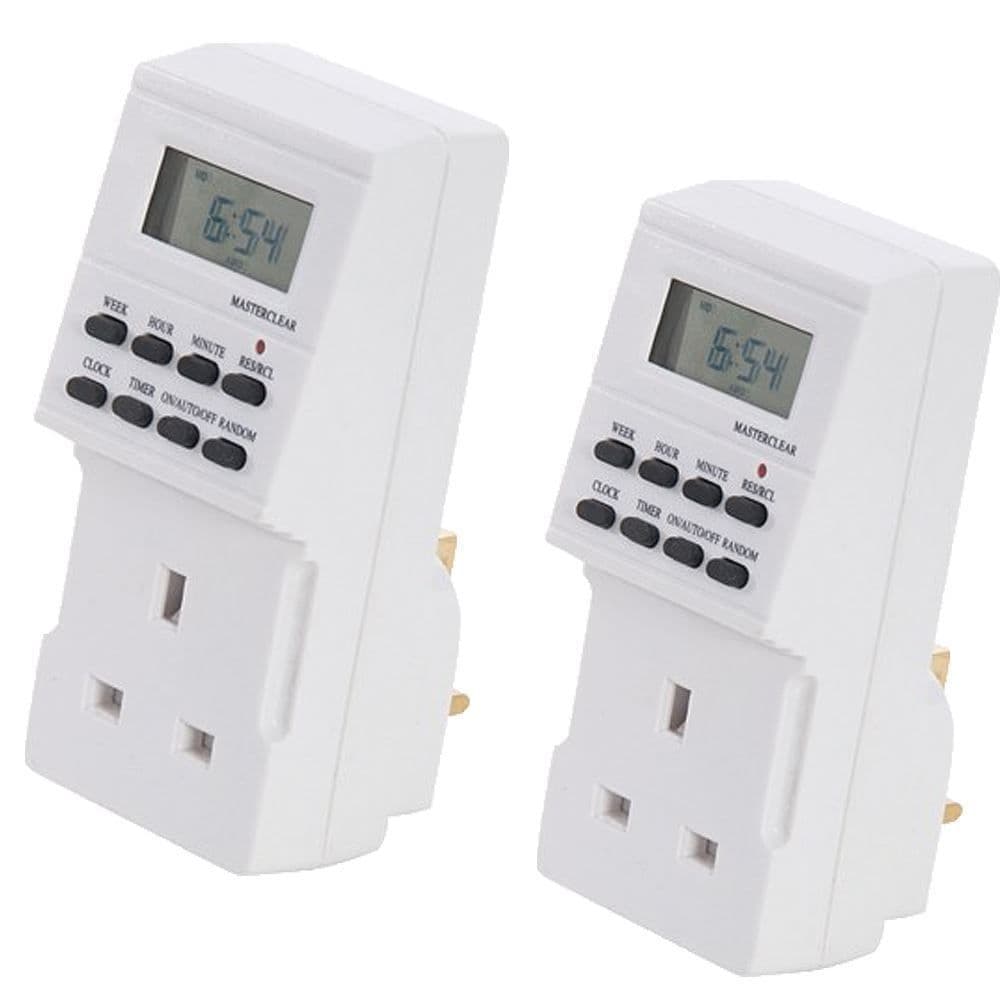 2 X 7 Day Digital Lcd Electronic Plug-In Program 12/24 Hour Timer ...