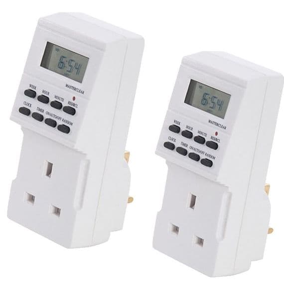2 X 7 Day Digital Lcd Electronic Plug-In Program 12/24 Hour Timer Switch Socket