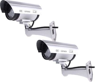 2 X High Quality Outdoor Dummy Security Camera Fake Led Flashing Cctv