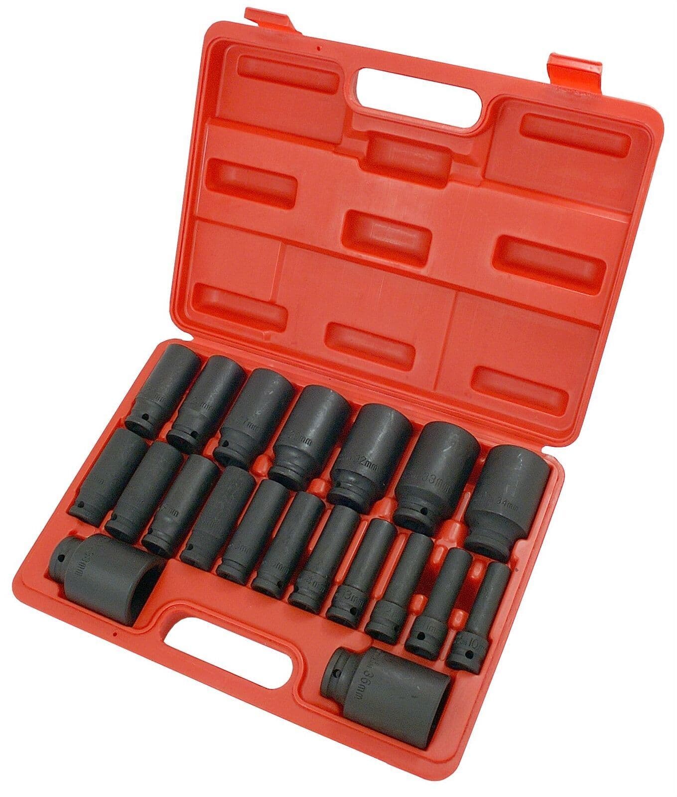 21 Pc 1/2" Dr Chrome Molybdenum Deep Zip Gun Air Wrench Impact Socket Set