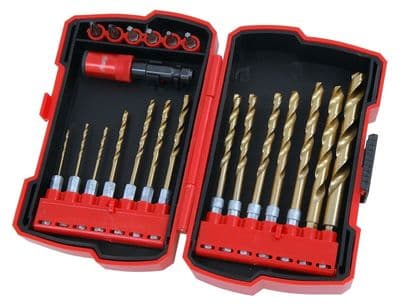 21 Pce Quick Change Hex Shank Twist Drill And Bit Set - Metal Wood And Plastic