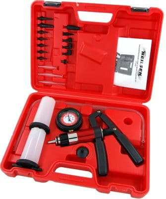 21Pc Hand Held Vacuum And Pressure Pump Tester Tool Brake Fluid Bleeder Kit
