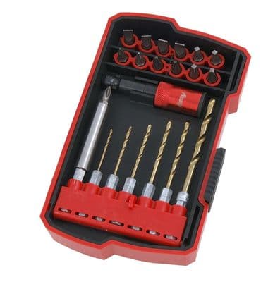 21Pc Hex Shank Drill & Screwdriver Bit Set With Magnetic Bit Holder In A Case