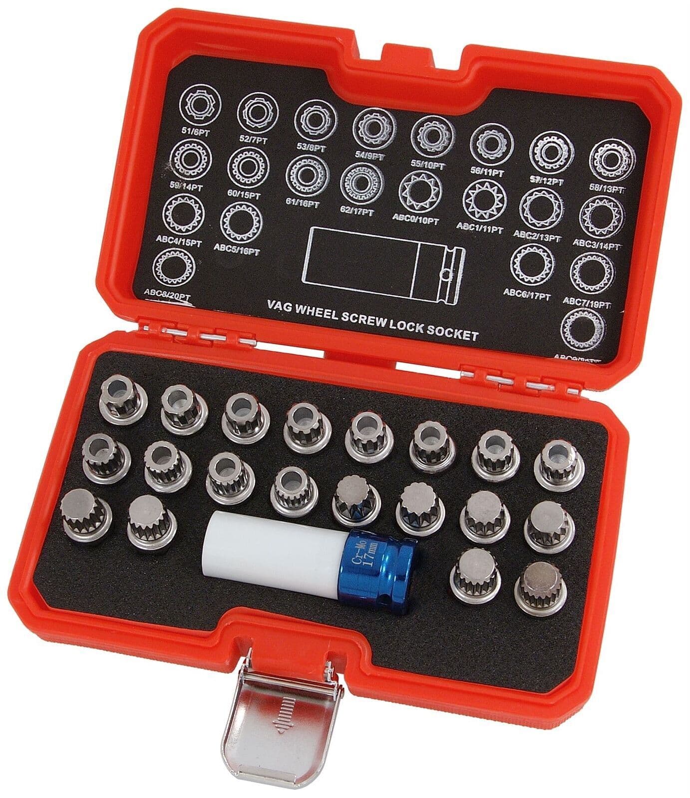 23Pc Vw Vag Group Locking Wheel Nut Lock Key Unique Multi Ribe Spline Bits