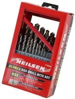 25Pc Hss Metal Drill Bit Set In A Case Titanium Coated - 1mm To 13mm