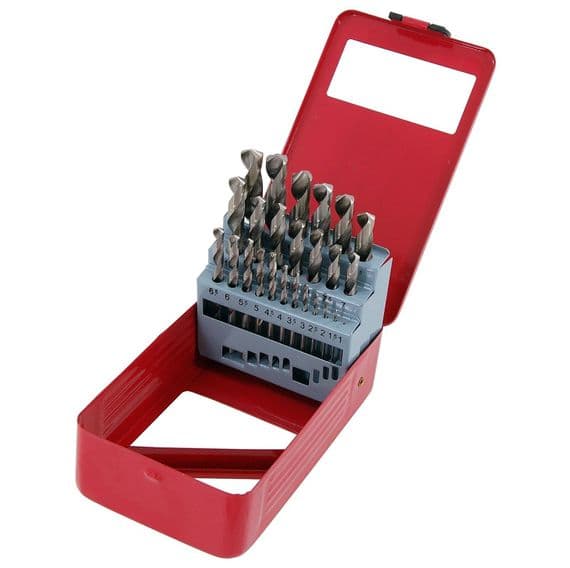 25Pc Hss Metal Drill Bit Set In A Case Titanium Coated - 1mm To 13mm