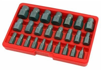 25Pc Multi Spline Screw Extractor Set Broken Stud Bolt Removal Hex Head