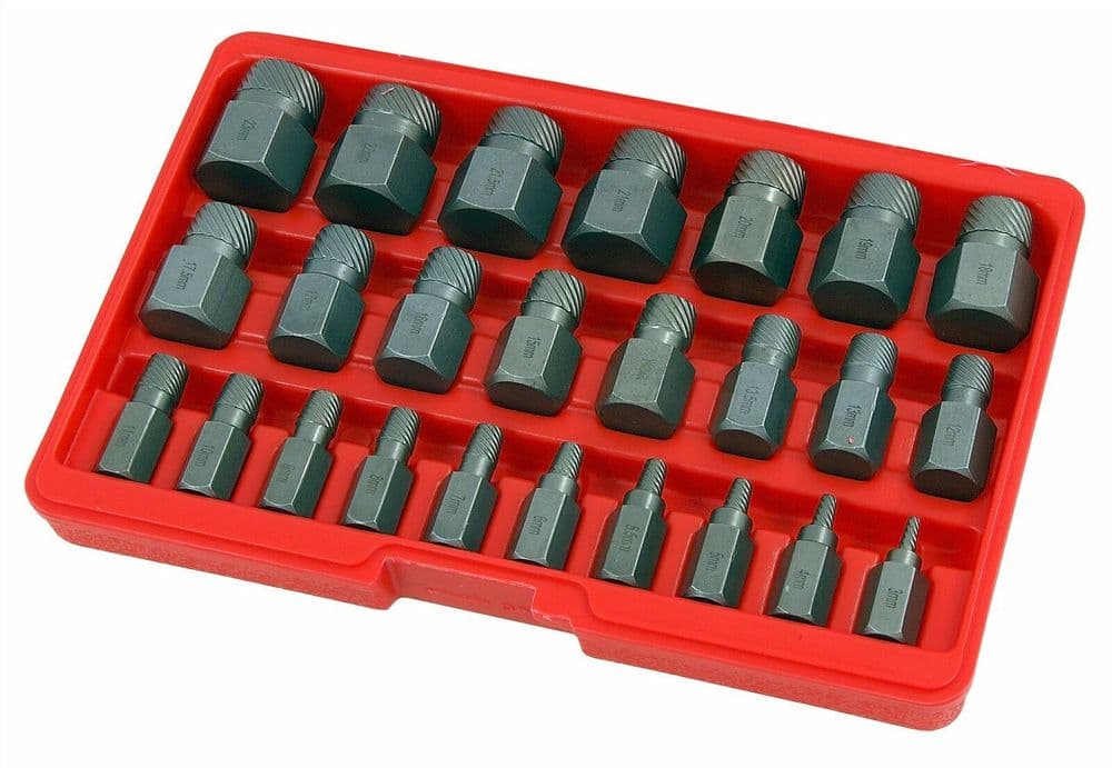 25Pc Multi Spline Screw Extractor Set Broken Stud Bolt Removal Hex Head