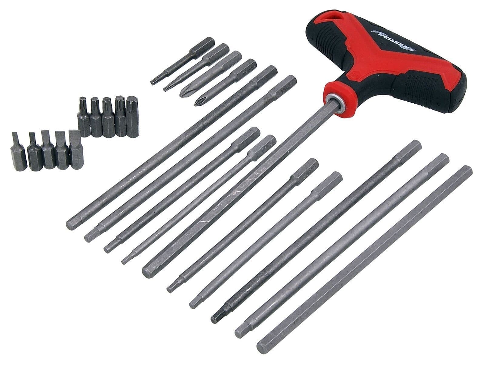 25Pc Screwdriver Set Long Reach T Handle Interchangeable Hex Phillips