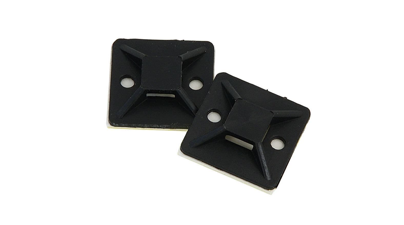 28mm Self Adhesive Stick On Cable Tie Wire Base Mounts Black Sticky 50 Pieces