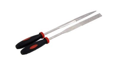 2Pc Diamond File Set 120 Grit Diamond Coated 160mm Half Round Taper Glass Metal