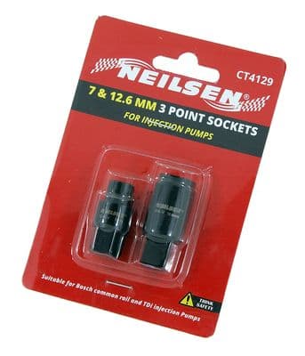 2Pc Diesel Pump Socket Set For Bosch Rotary Injection Pumps 12.6mm And 7mm