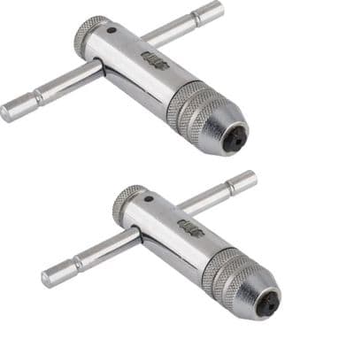 2Pc Reversible T Bar Handle Ratchet Tap Wrench M3-M8 & M5-M10 For Tap & Die Set