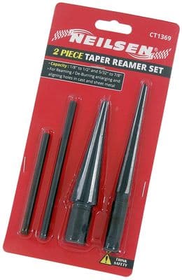 2Pc Taper Reamer Set - Deburring Enlarging Aligning Holes In Cast & Sheet Metal