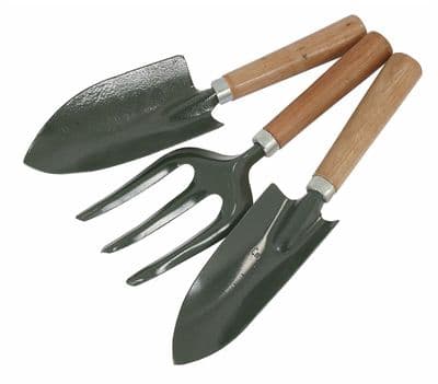 3 Piece Garden Hand Tool Set - Trowel Fork Transplanter