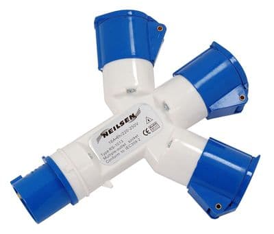 3 Way Y Splitter 240V 16A Ip44 Rated, Camping, Caravan, Outdoor, Industrial Site